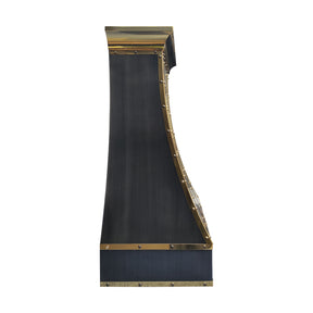 Fobest Custom Grey Stainless Steel Range Hood with Polished Brass Accents  FSS-640