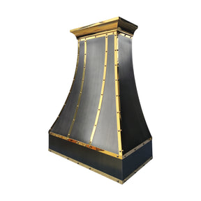 Fobest Custom Grey Stainless Steel Range Hood with Polished Brass Accents  FSS-640