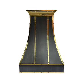 Fobest Custom Grey Stainless Steel Range Hood with Polished Brass Accents  FSS-640