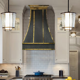 Fobest Custom Grey Stainless Steel Range Hood with Polished Brass Accents  FSS-640
