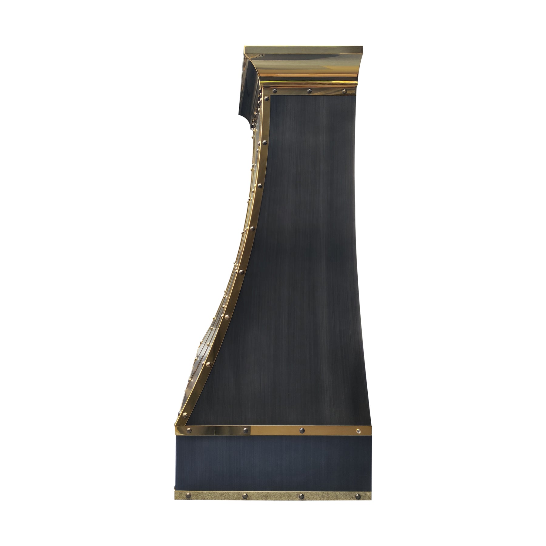 Fobest Custom Grey Stainless Steel Range Hood with Polished Brass Accents  FSS-640