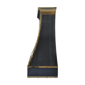 Fobest Custom Grey Stainless Steel Range Hood with Polished Brass Accents  FSS-640