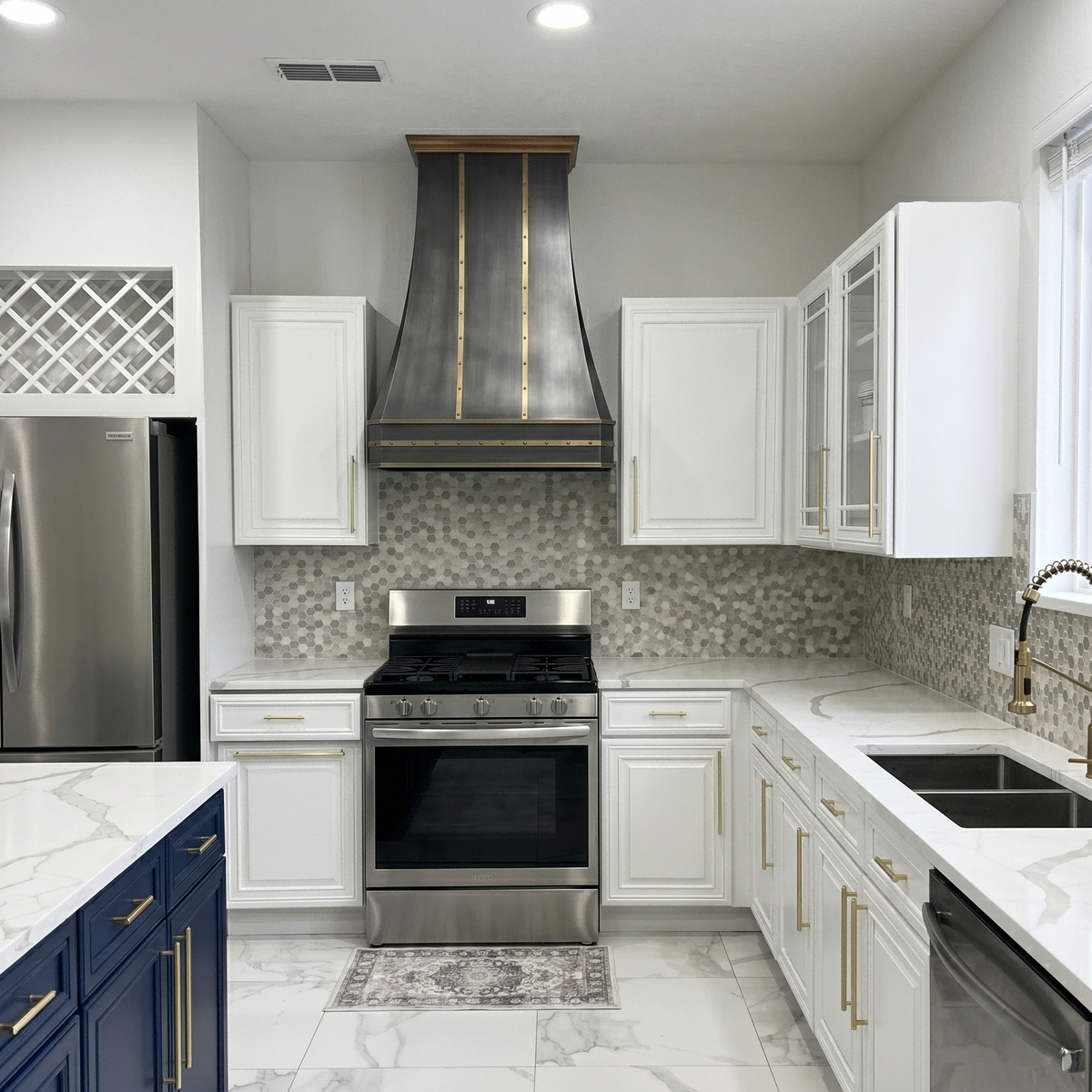 Fobest Custom Grey Stainless Steel Vent Hood with Brass Straps FSS-466