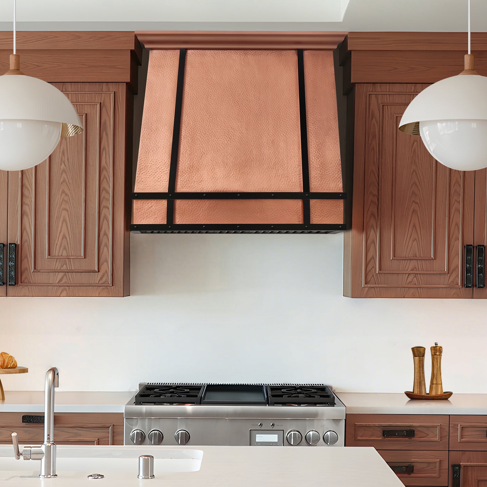 Fobest Custom Hammered Copper Kitchen Range Hood FCP-343