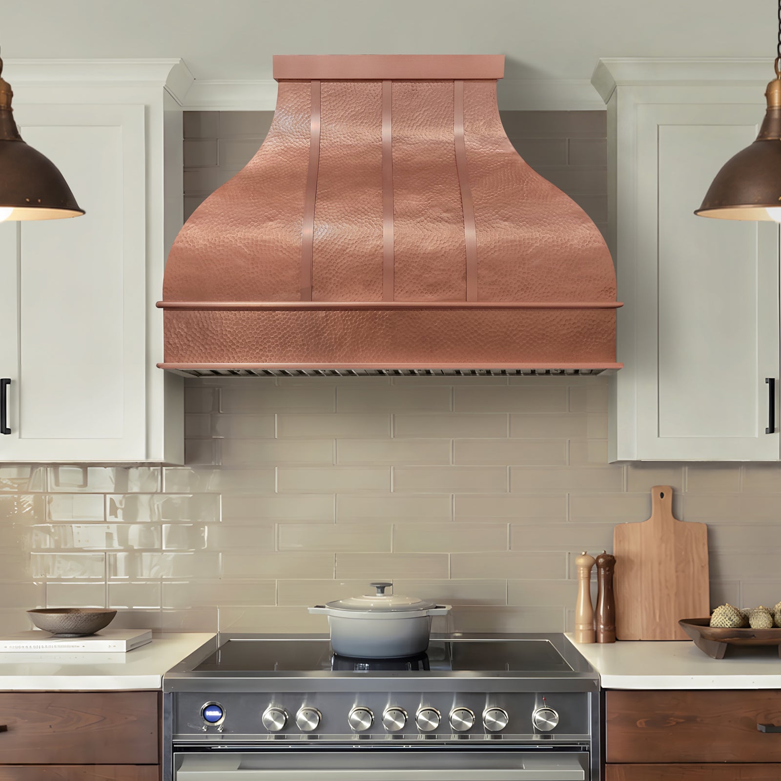 Fobest Custom Hammered Copper Range Hood in Bell Shape FCP-383