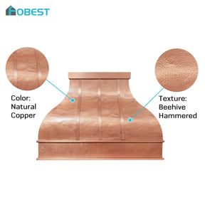 Fobest Custom Hammered Copper Range Hood in Bell Shape FCP-383