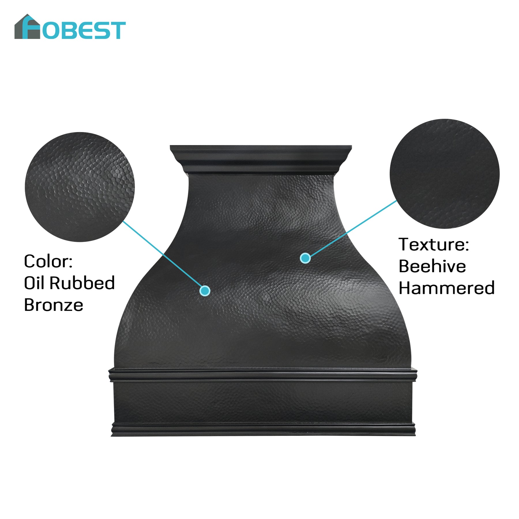 Fobest Custom Hammered Oil Rubbed Bronze Range Hood in Bell Shape FCP-369