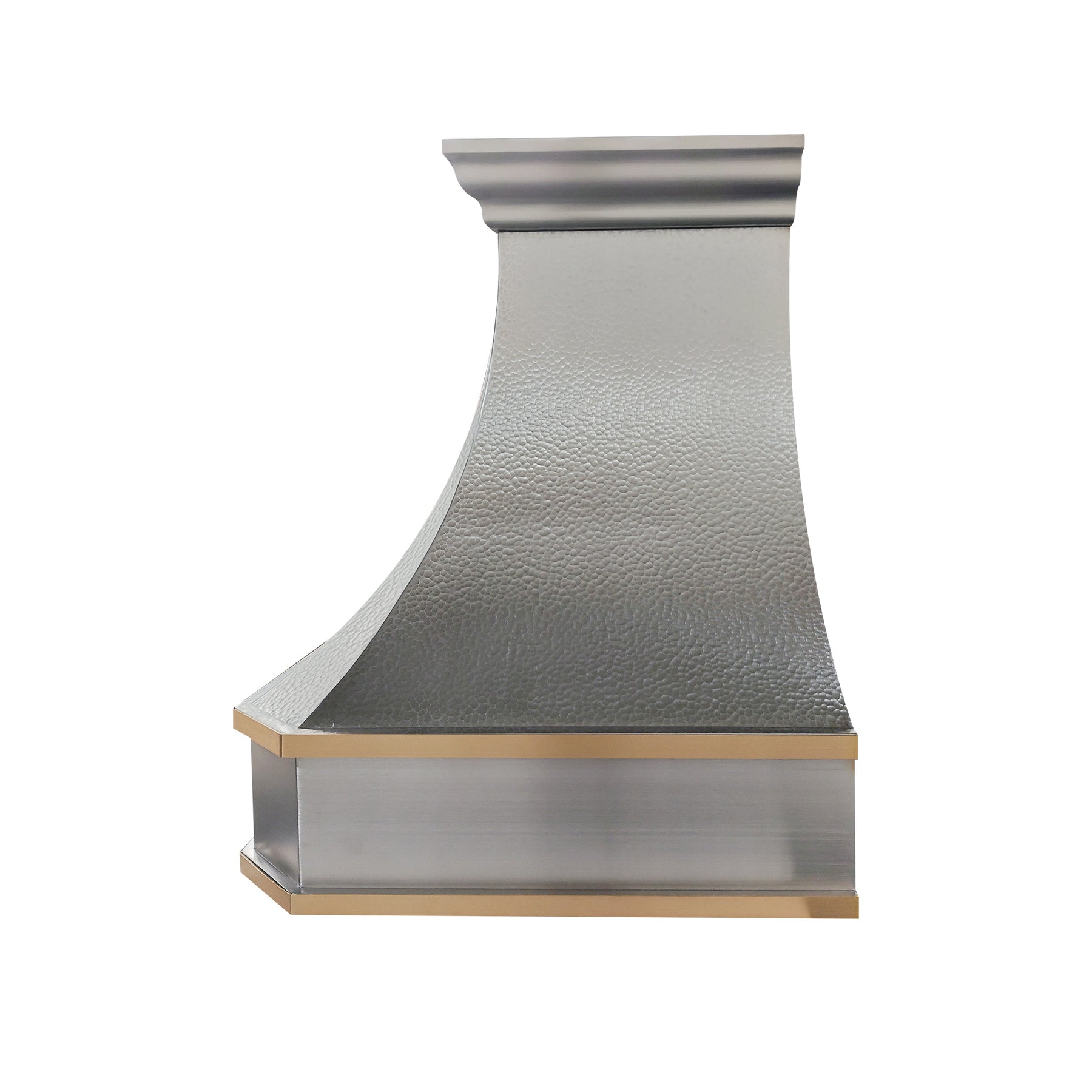 Fobest Custom Hammered Stainless Steel Range Hood with Brass Decor FSS-672