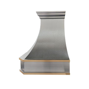 Fobest Custom Hammered Stainless Steel Range Hood with Brass Decor FSS-672