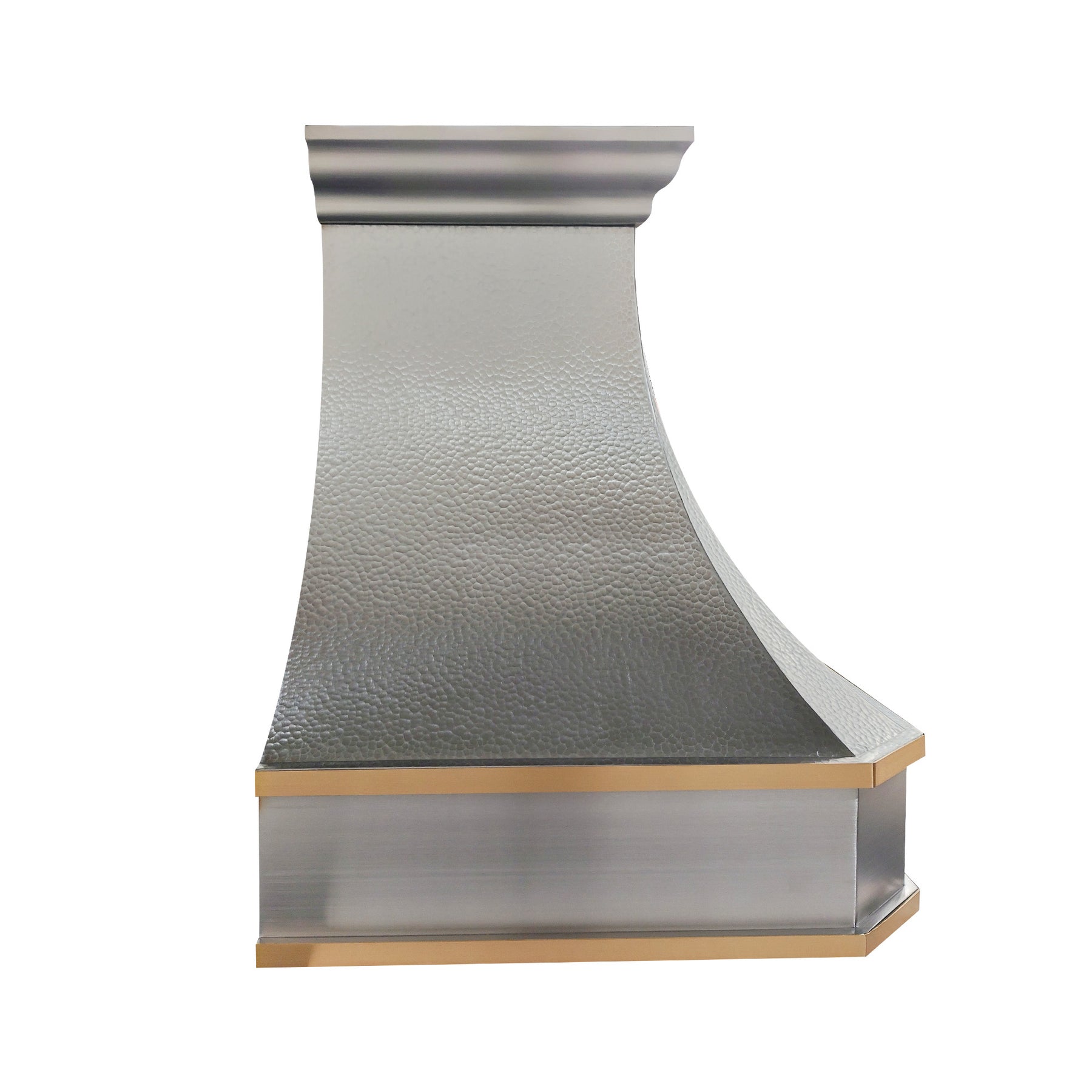 Fobest Custom Hammered Stainless Steel Range Hood with Brass Decor FSS-672