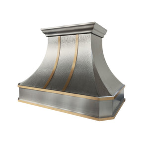 Fobest Custom Hammered Stainless Steel Range Hood with Brass Decor FSS-672