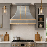 Fobest Custom Hammered Stainless Steel Range Hood with Brass Decor FSS-672