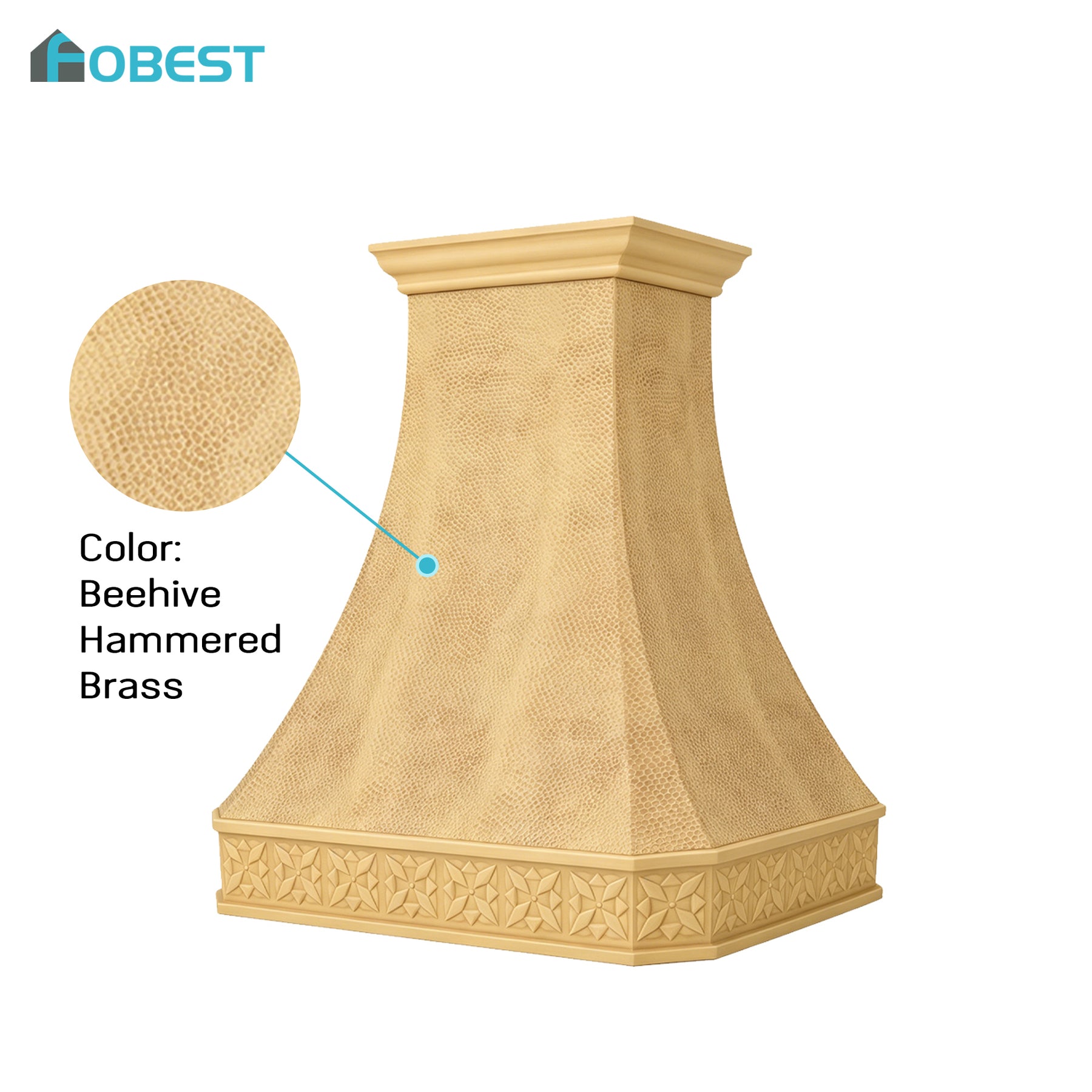 Fobest Custom Handcrafted Brass Metal Range Hood with Beehive Hammered Texture FSS-679
