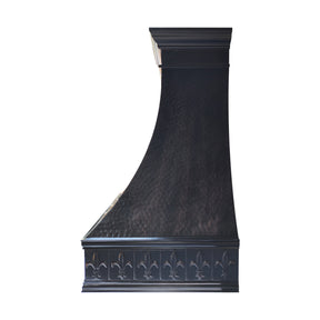 Fobest Custom Handcrafted Copper Range Hood with Aged Brass Straps FCP-361