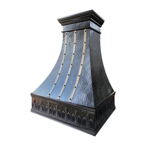 Fobest Custom Handcrafted Copper Range Hood with Aged Brass Straps FCP-361