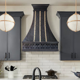 Fobest Custom Handcrafted Copper Range Hood with Aged Brass Straps FCP-361