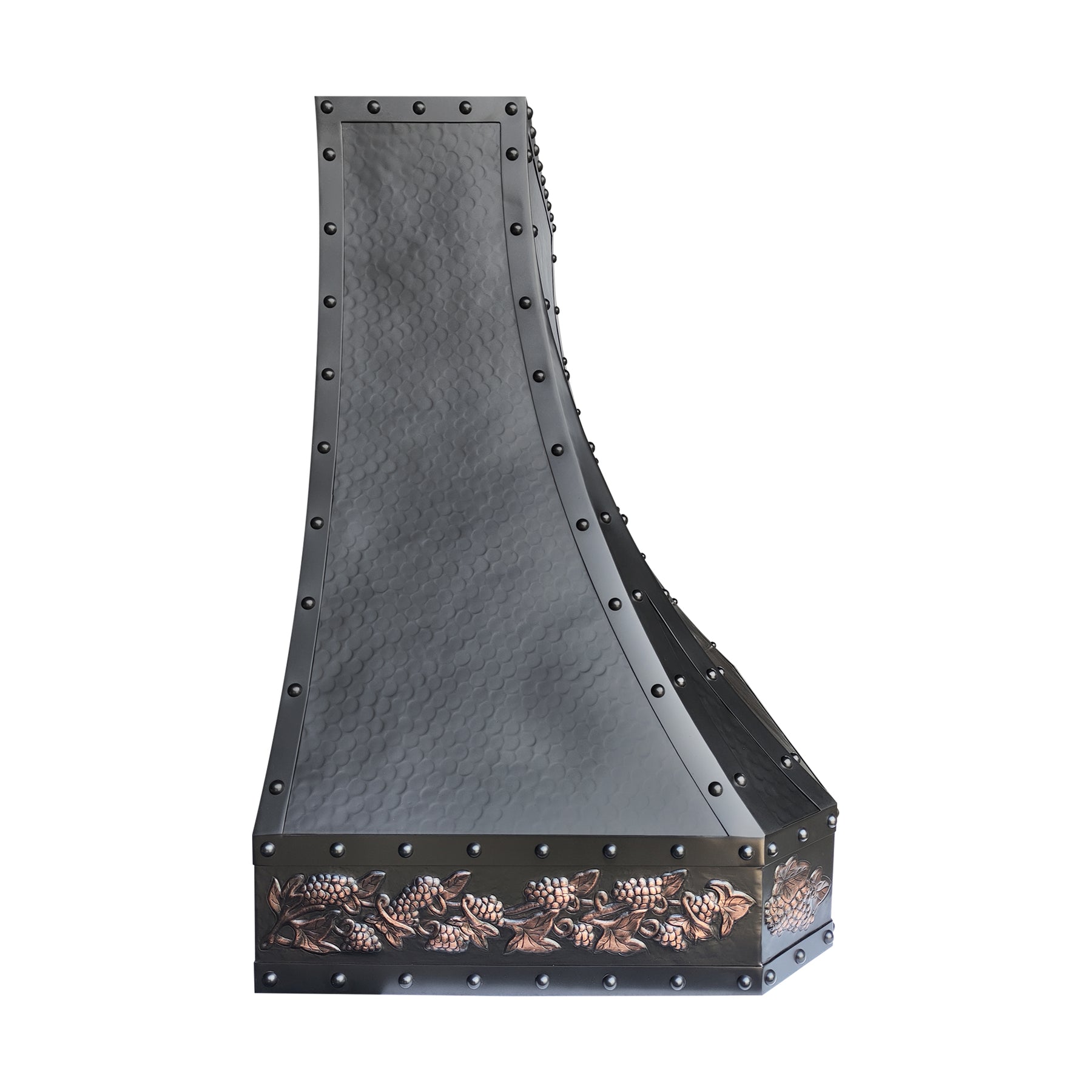 Fobest Custom Handmade Copper Range Hood in Oil Rubbed Bronze with Hand-Carved Apron FCP-362