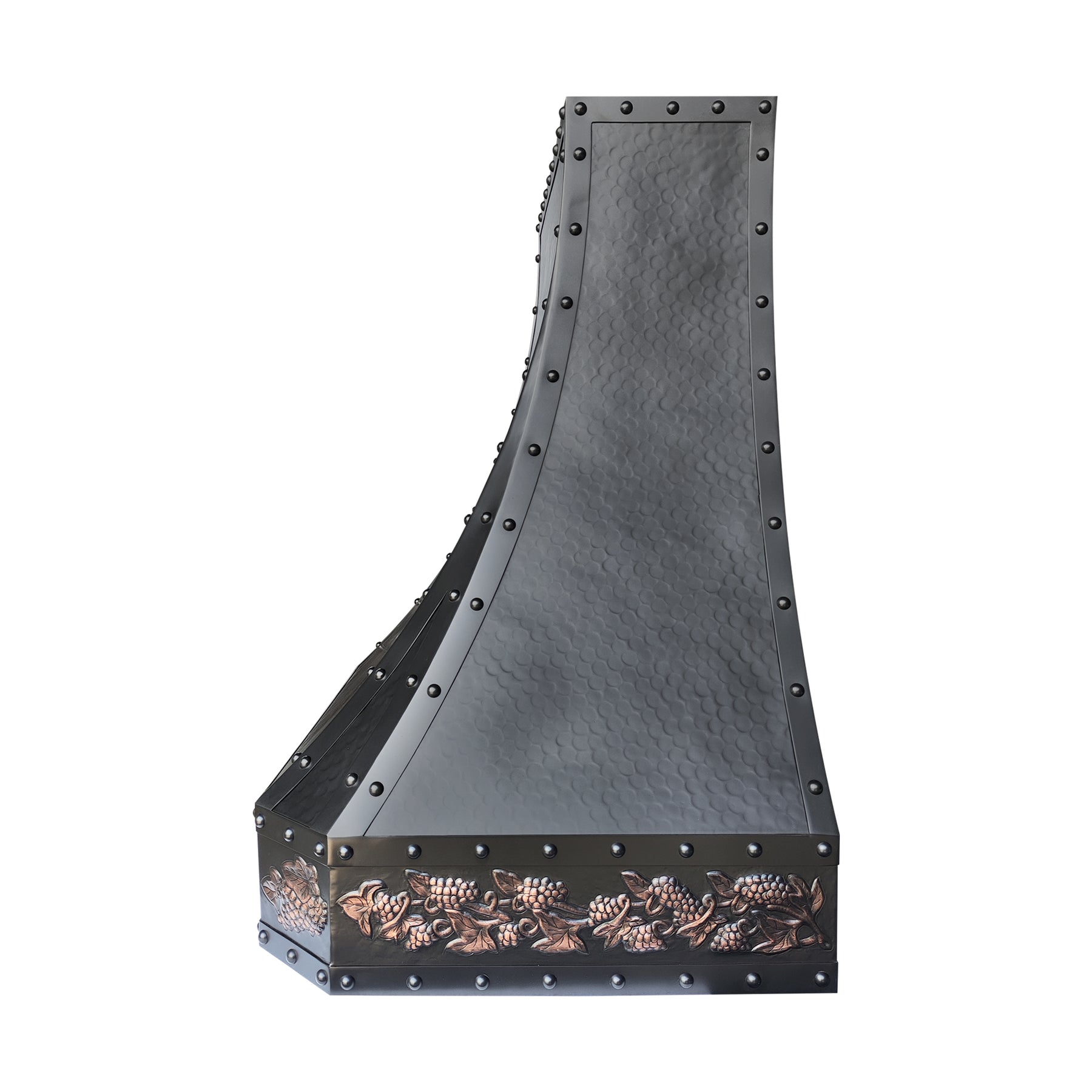 Fobest Custom Handmade Copper Range Hood in Oil Rubbed Bronze with Hand-Carved Apron FCP-362