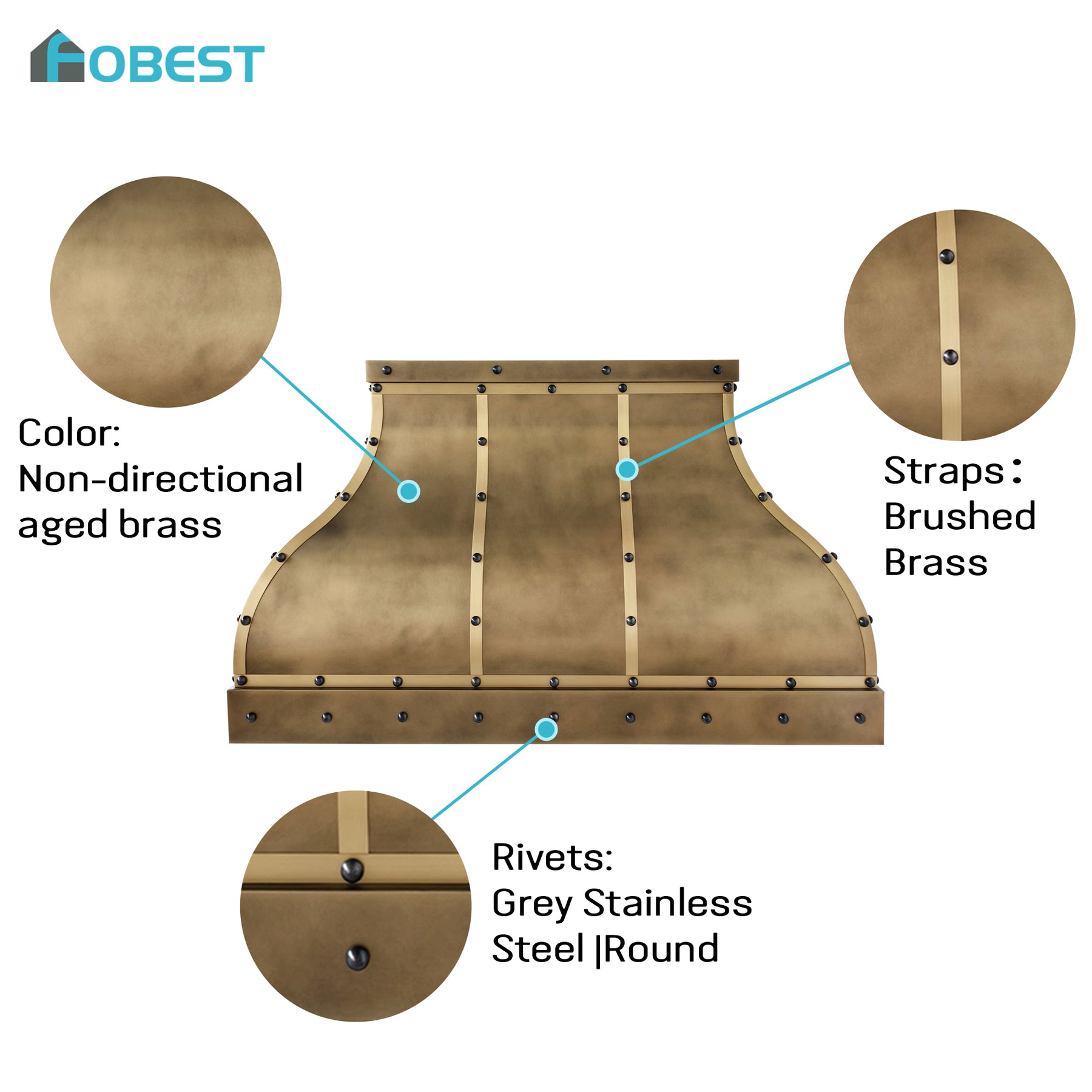 Fobest Custom Industrial Brass Range Hood in Bell Shape FSS-702