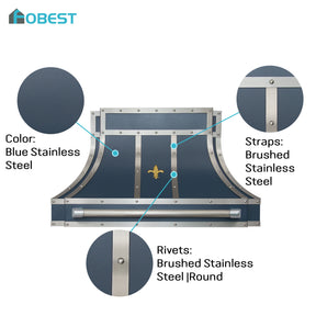 Fobest Custom Luxury Blue Stainless Steel Range Hood with Parallel Design  FSS-677