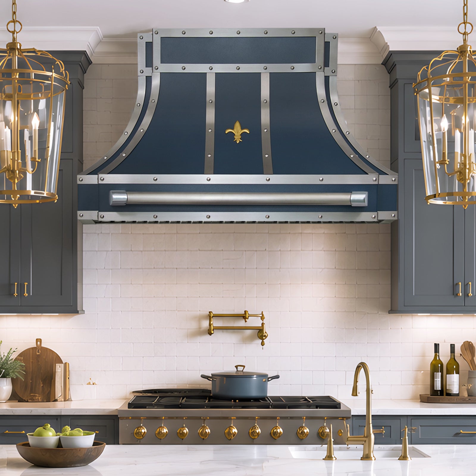 Fobest Custom Luxury Blue Stainless Steel Range Hood with Parallel Design  FSS-677