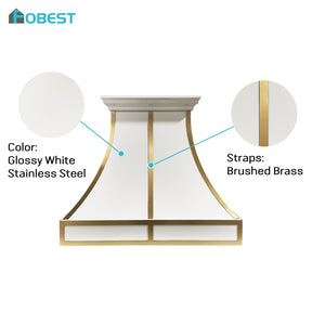 Fobest Custom Luxury Stainless Steel Range Hood with Brushed Brass Straps FSS-675