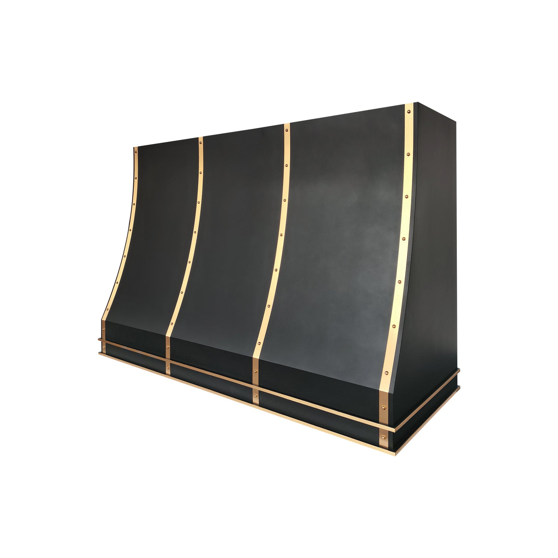 Fobest Custom Matte Black Stainless Steel Range Hood with Brass Decor FSS-703