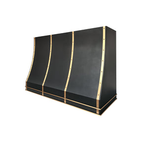 Fobest Custom Matte Black Stainless Steel Range Hood with Brass Decor FSS-703