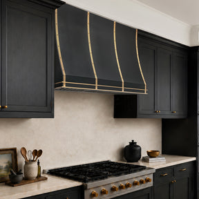 Fobest Custom Matte Black Stainless Steel Range Hood with Brass Decor FSS-703