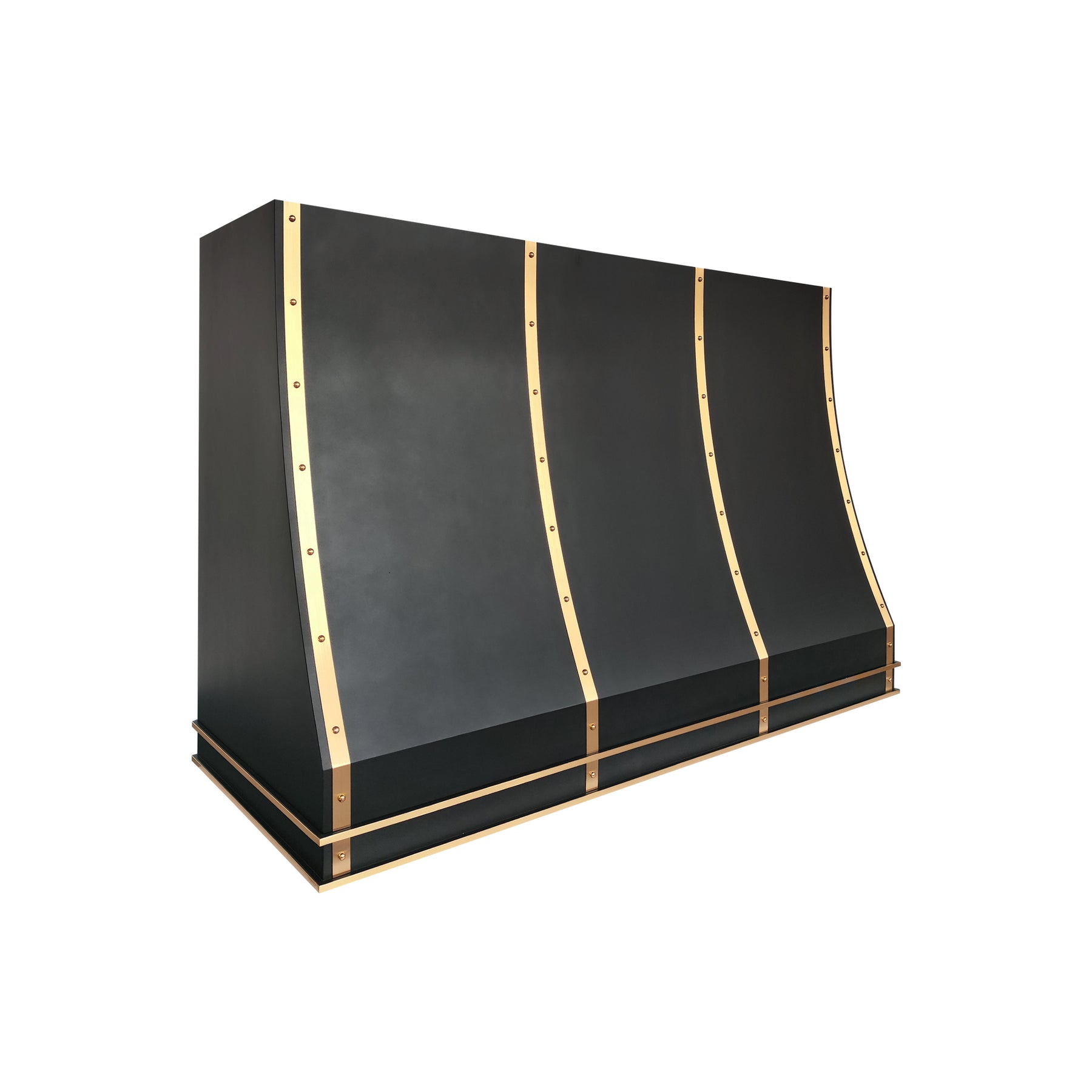 Fobest Custom Matte Black Stainless Steel Range Hood with Brass Decor FSS-703