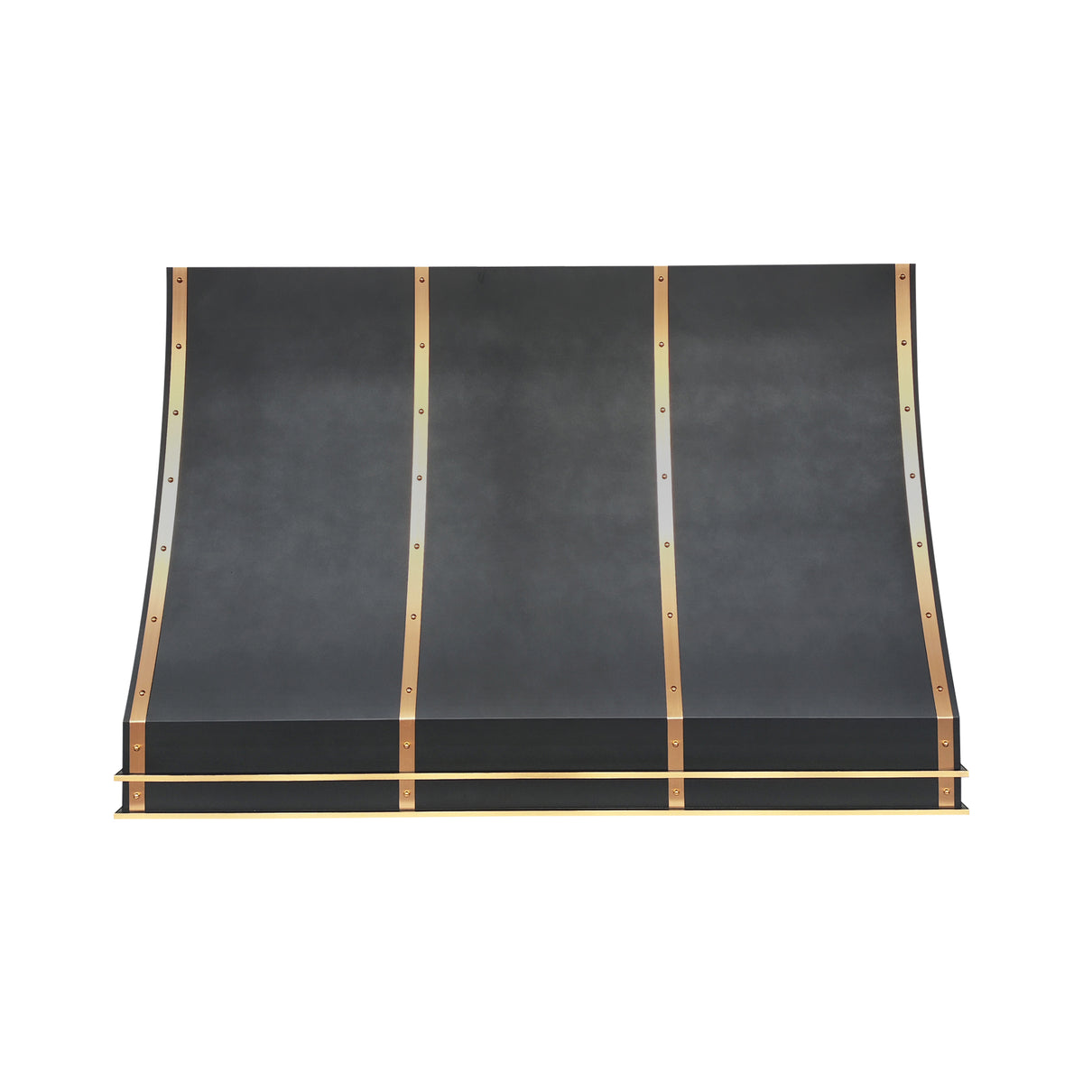 Fobest Custom Matte Black Stainless Steel Range Hood with Brass Decor FSS-703