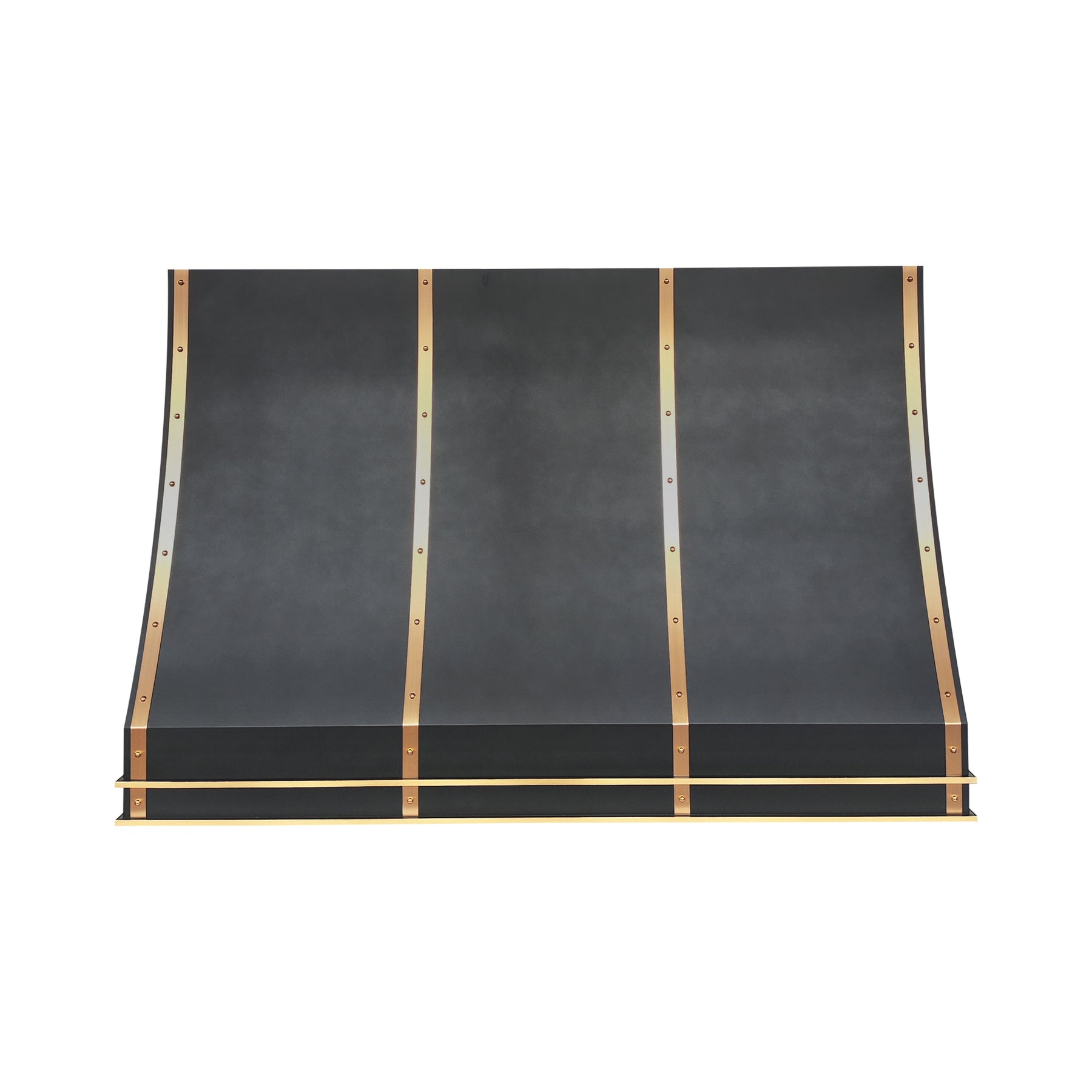 Fobest Custom Matte Black Stainless Steel Range Hood with Brass Decor FSS-703