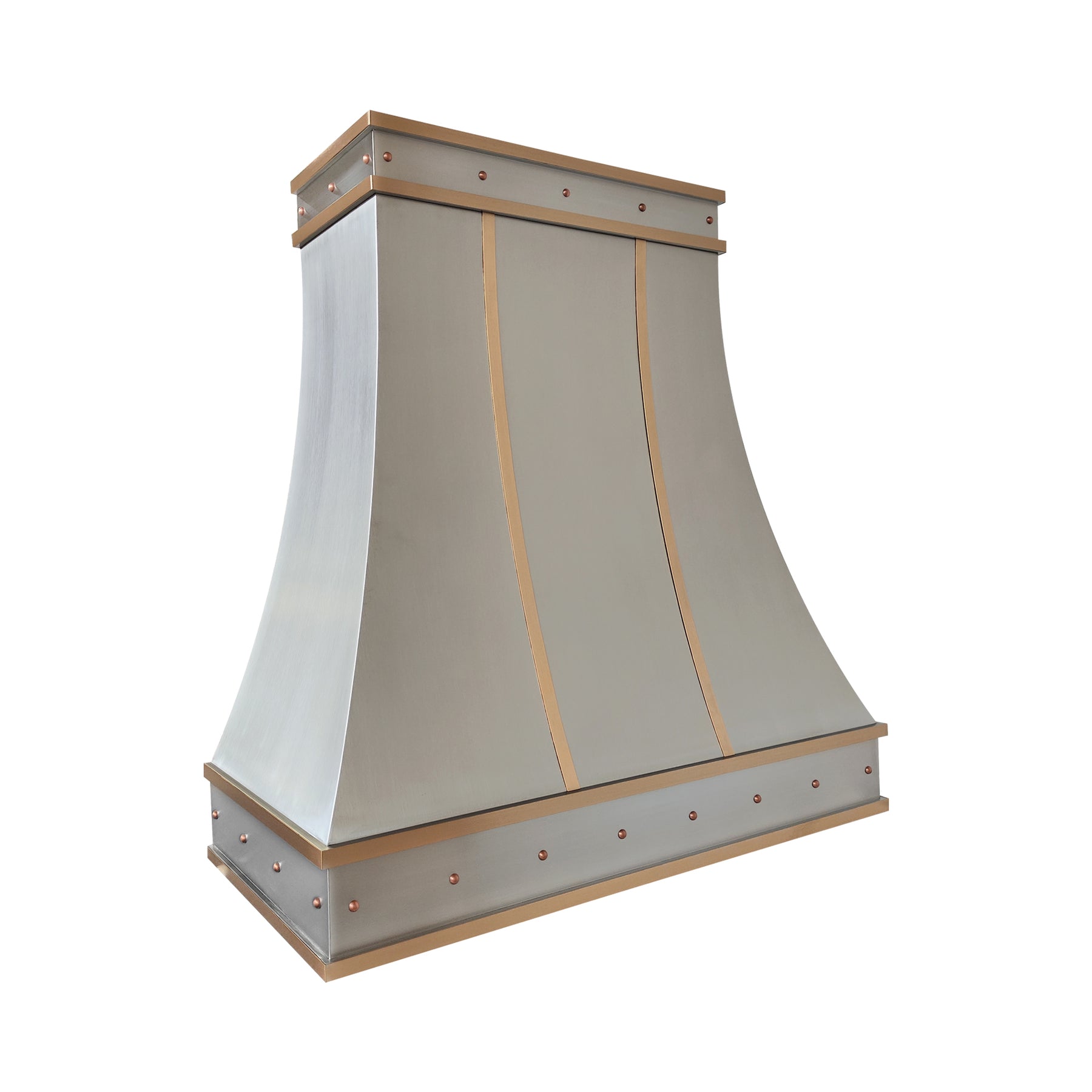 Fobest Custom Matte Stainless Steel Range Hood with Brushed Brass Decor FSS-693