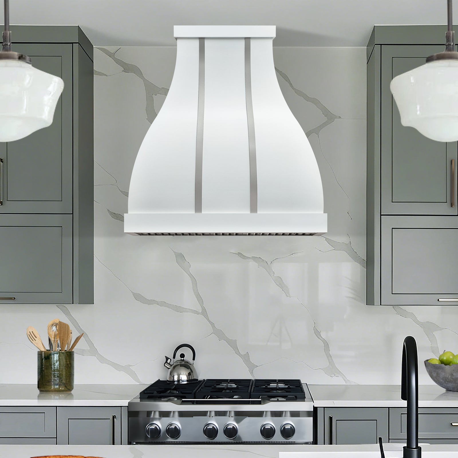 Fobest Custom Matte White Bell-Shaped Range Hood FSS-582