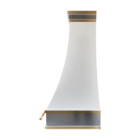 Fobest Custom Matte White Stainless Steel Range Hood with Brushed Brass Pot Rail FSS-571