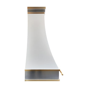 Fobest Custom Matte White Stainless Steel Range Hood with Brushed Brass Pot Rail FSS-571
