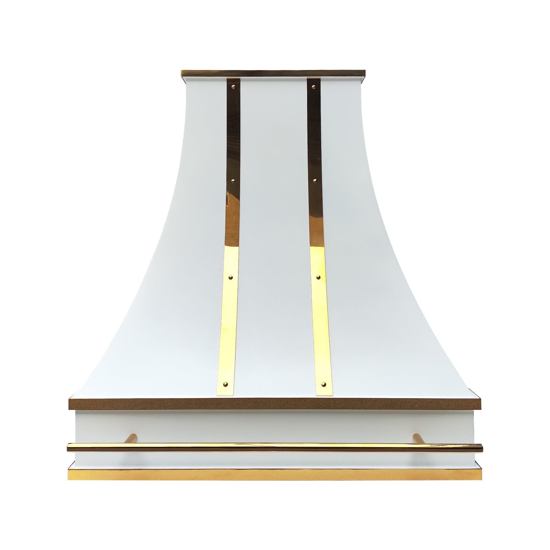 Fobest Custom Matte White Stainless Steel Range Hood with Polished Brass Decor FSS-622