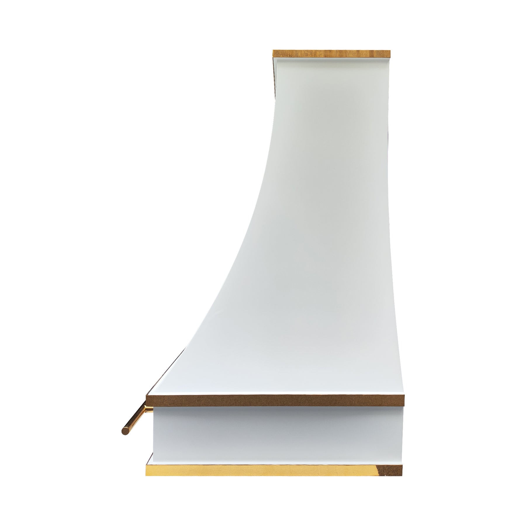 Fobest Custom Matte White Stainless Steel Range Hood with Polished Brass Decor FSS-622