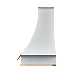 Fobest Custom Matte White Stainless Steel Range Hood with Polished Brass Decor FSS-622