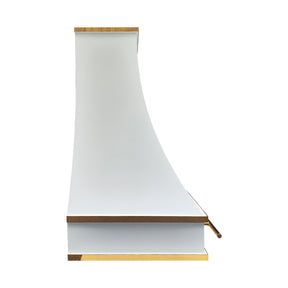Fobest Custom Matte White Stainless Steel Range Hood with Polished Brass Decor FSS-622