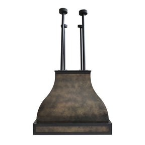 Fobest Custom Metal Island Mount Range Hood in Weathered Brass FSS-727