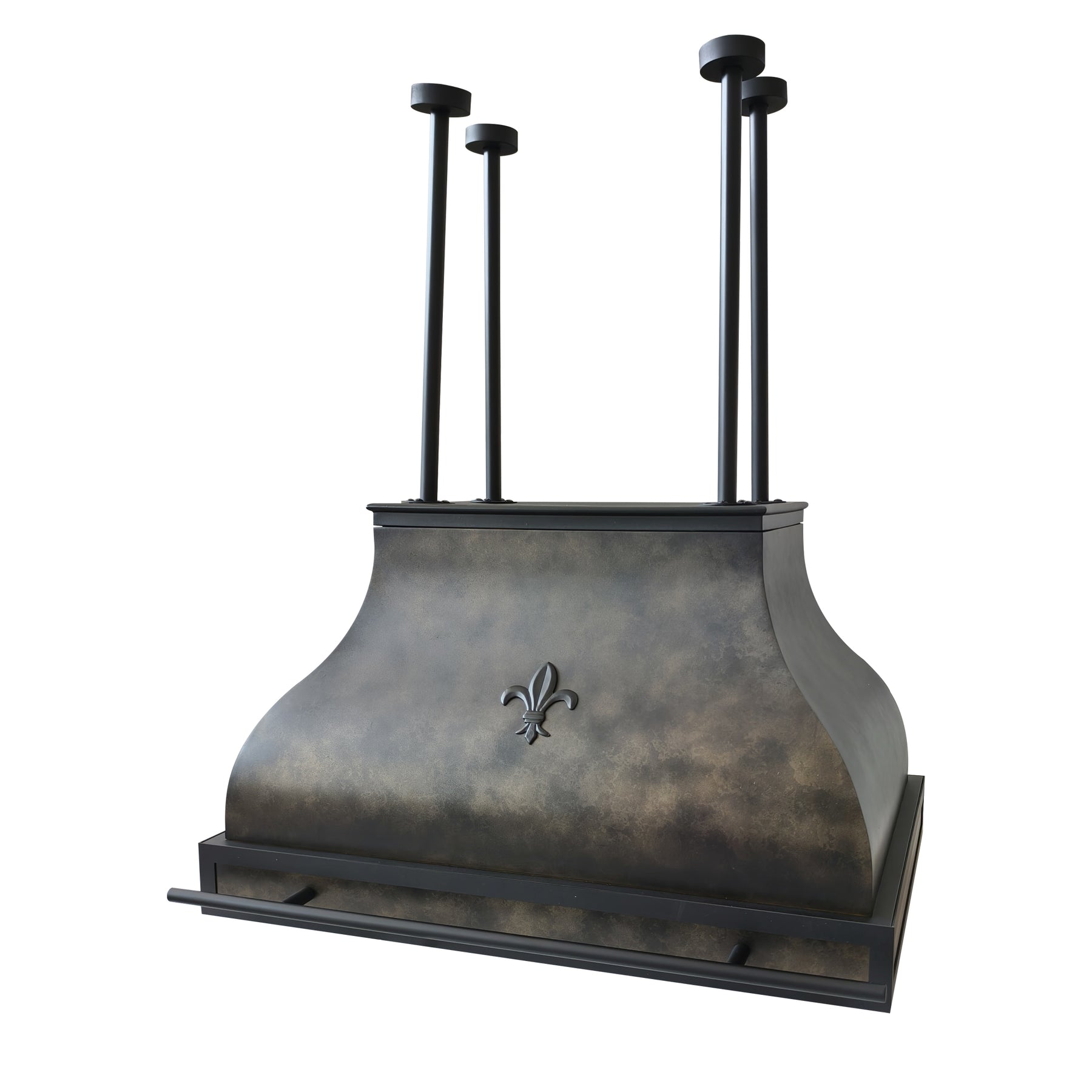 Fobest Custom Metal Island Mount Range Hood in Weathered Brass FSS-727