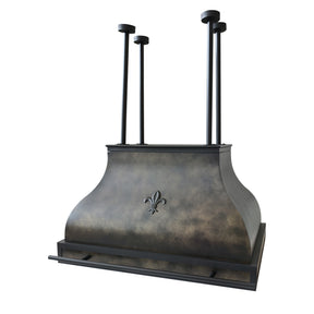 Fobest Custom Metal Island Mount Range Hood in Weathered Brass FSS-727