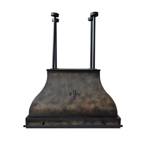 Fobest Custom Metal Island Mount Range Hood in Weathered Brass FSS-727