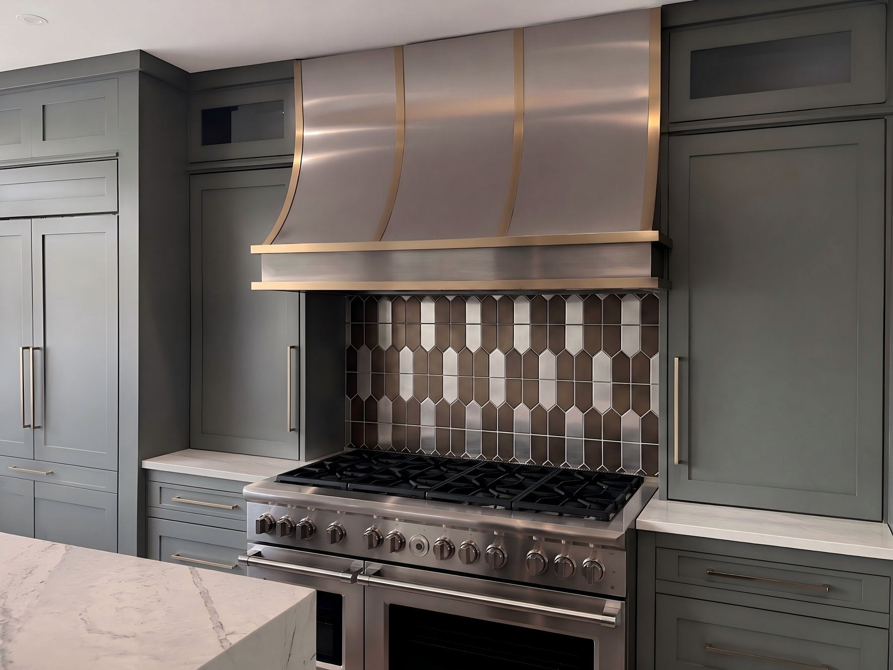 Fobest Custom Metal Range Hood In Stainless Steel and Brass Finish FSS-428