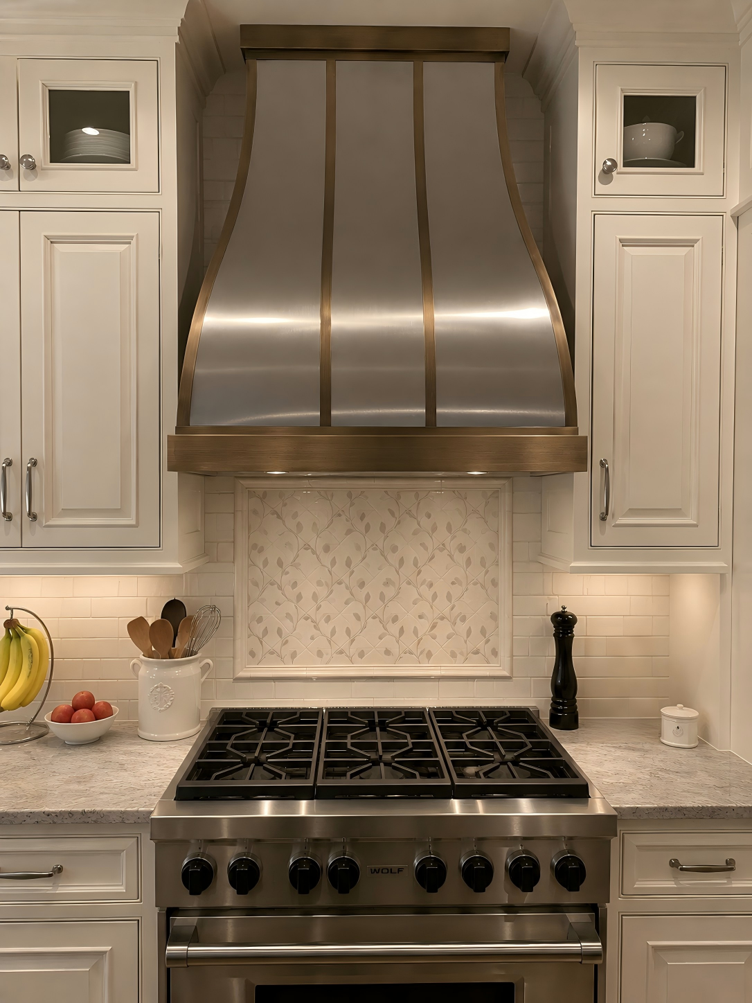 Fobest Custom Metal Range Hood with Aged Brass Accent FSS-363