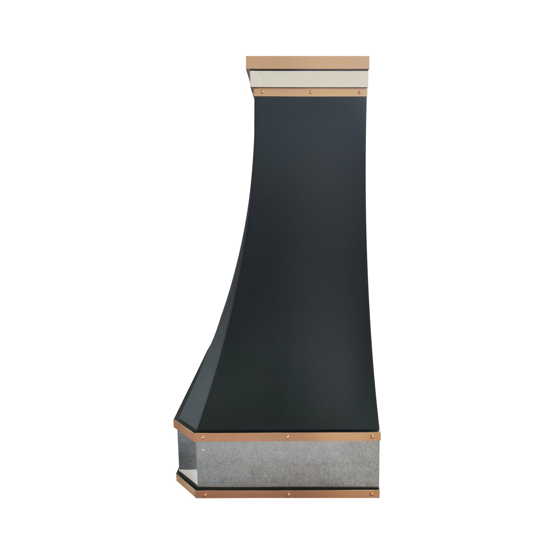 Fobest Custom Mixed Metal Range Hood with Black Stainless Steel and Brass Accents  FSS-663
