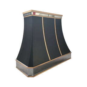 Fobest Custom Mixed Metal Range Hood with Black Stainless Steel and Brass Accents  FSS-663