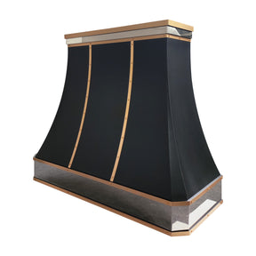 Fobest Custom Mixed Metal Range Hood with Black Stainless Steel and Brass Accents  FSS-663