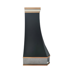 Fobest Custom Mixed Metal Range Hood with Black Stainless Steel and Brass Accents  FSS-663